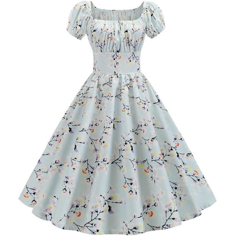 Vintage Blå Blomklänning Från 60-Talet