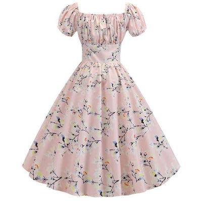 Vintage 60-Tals Rosa Blomma Klänning