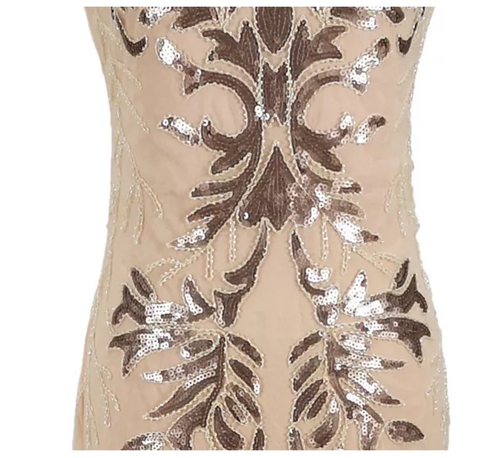 Vintage Art Déco Beige Klänning Från 1920-Talet