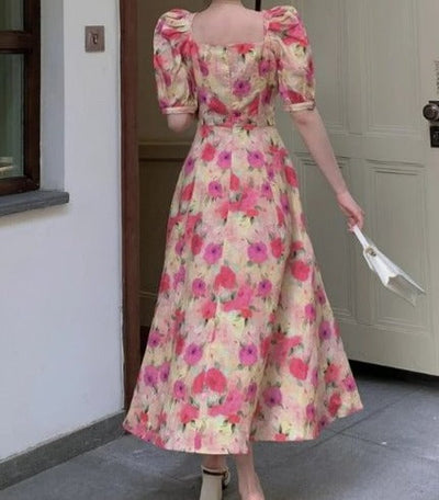 Vintage 40-Tals Blommig Klänning