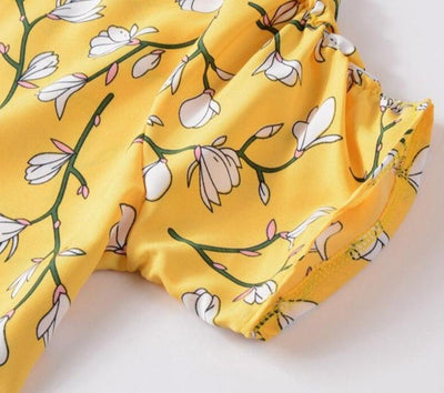 Vintage 40-Tals Gul Blomma Klänning