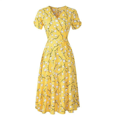 Vintage 40-Tals Gul Blomma Klänning