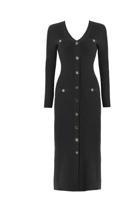 Vintage 40-Tals Svart Bodycon-Klänning