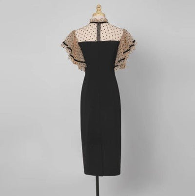 Vintage 40-Tals Svart Hög Midja Klänning