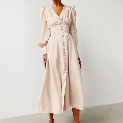 Vintage 40-Tals Beige Satängklänning