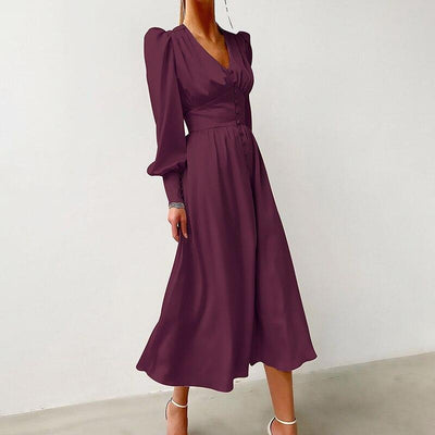 Vintage 40-Tals Burgundy Satin Klänning