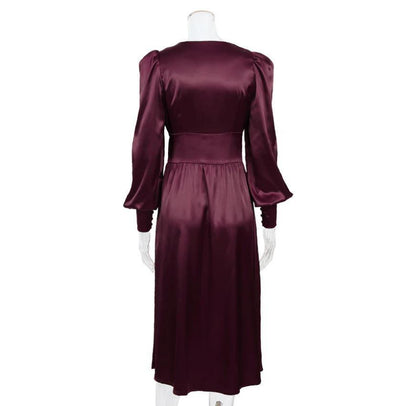 Vintage 40-Tals Burgundy Satin Klänning