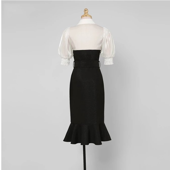 Vintage 40-Tals Klänning Med Hög Midja, Svart