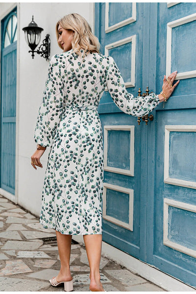 Vit Och Grön Vintageklänning