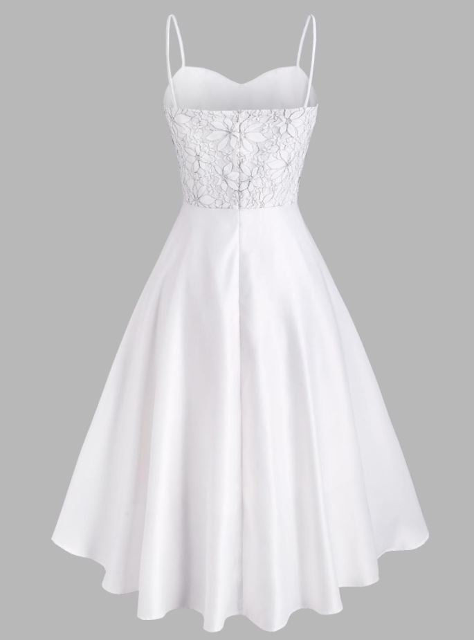 Vintage Vit Broderiklänning