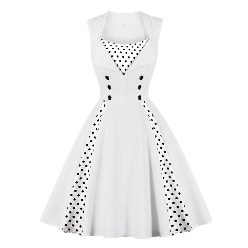 Vintage Vit Rockabilly Klänning