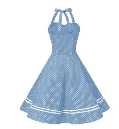 Vintage Boogie Woogie Klänning Blå