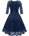 Vintage Blå Broderiklänning