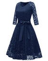 Vintage Blå Broderiklänning