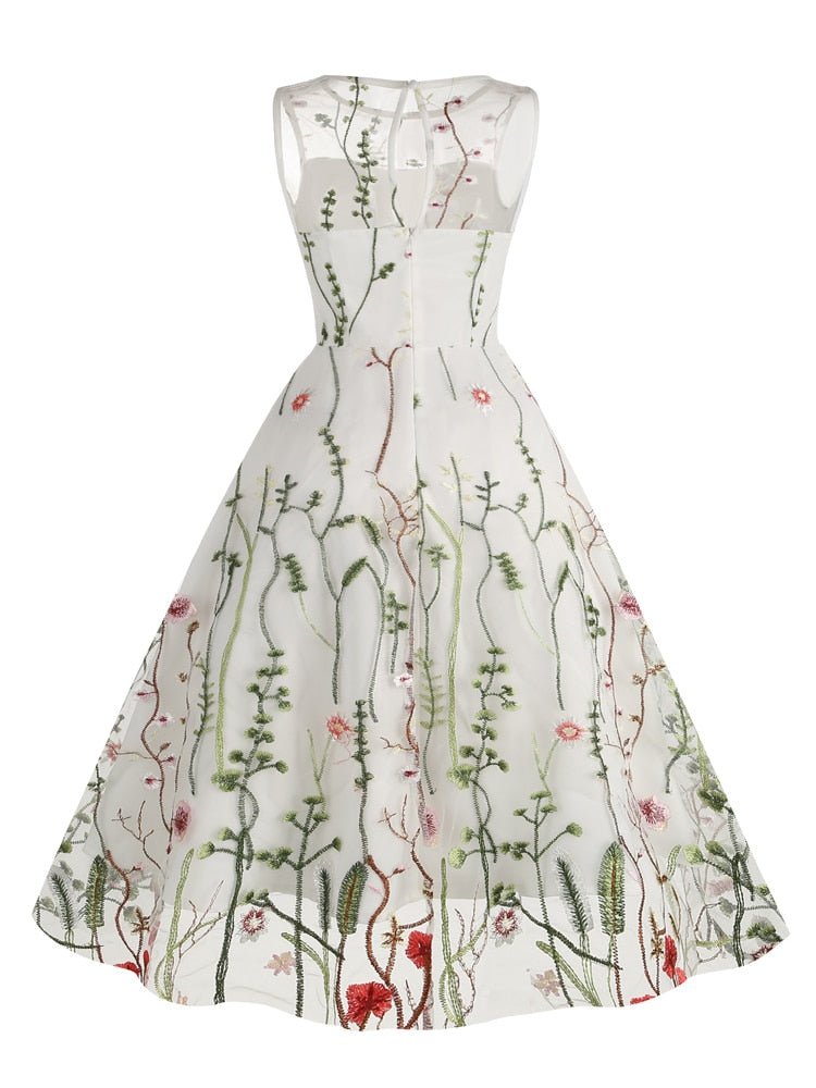 Vintage Bourgogne Broderiklänning