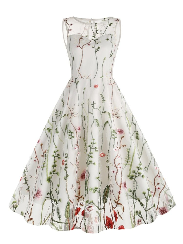 Vintage Bourgogne Broderiklänning