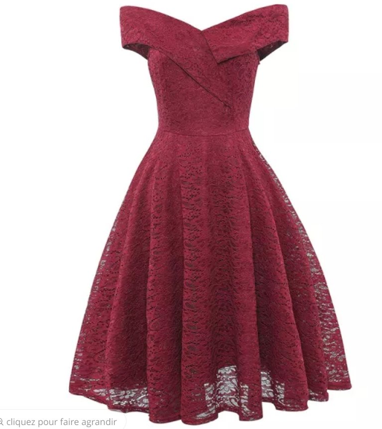 Vintage Röd Broderiklänning