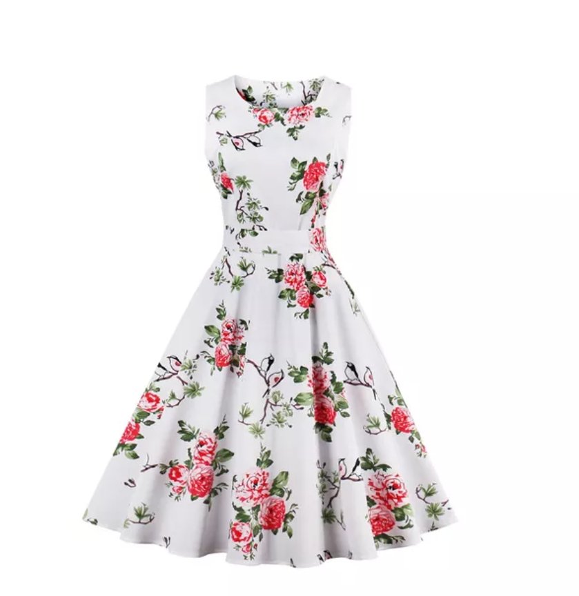 Vintage Chic Retro Open Flower Klänning