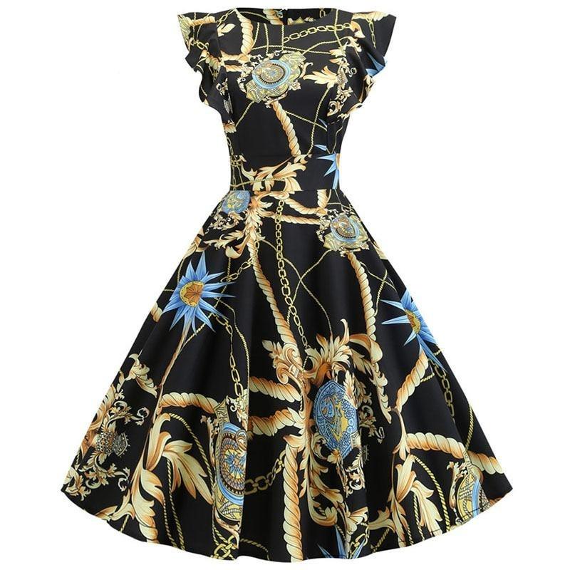 Vintage Chic Retro Prålig Klänning