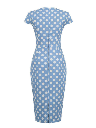 Vintage Fyrkantig Krage Polka Dot Klänning