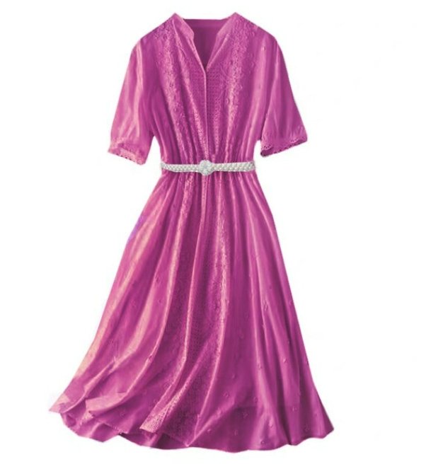 Vintage V-Ringad Klänning Fuschia