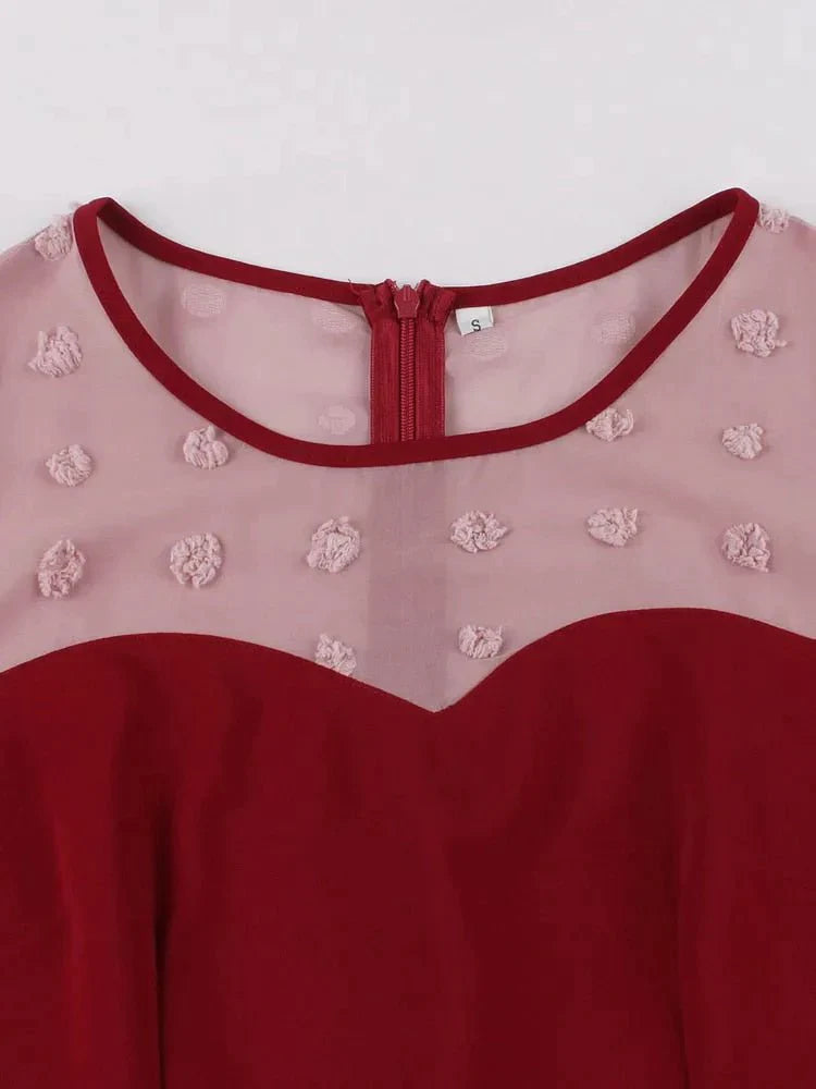 Vintage Pencil Chic Klänning Burgundy