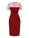 Vintage Pencil Chic Klänning Burgundy