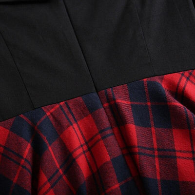 Vintage Off Shoulder Tartan Klänning