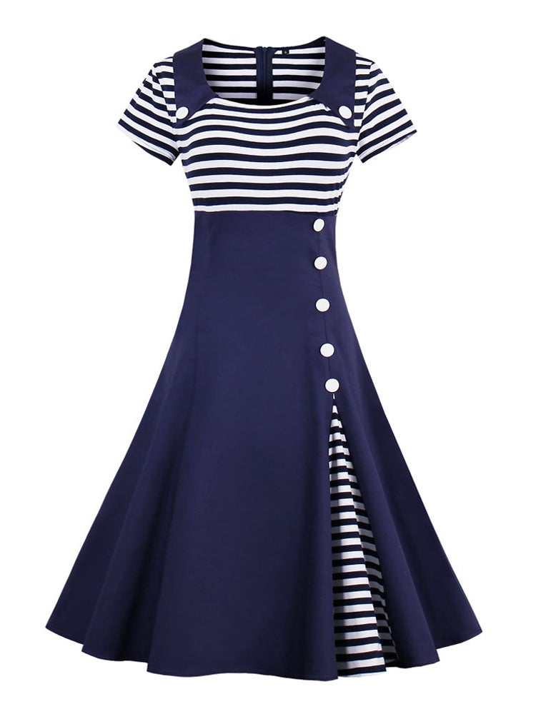 Vintage Plus Size 50-Talsklänning Blå