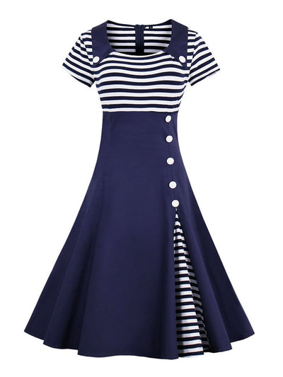 Vintage Plus Size 50-Talsklänning Blå