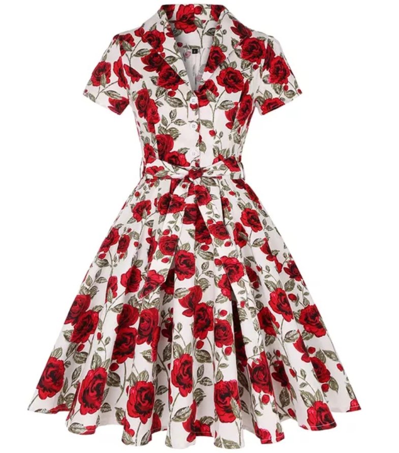 Vintage Plus Size 50-Tals Knappklänning