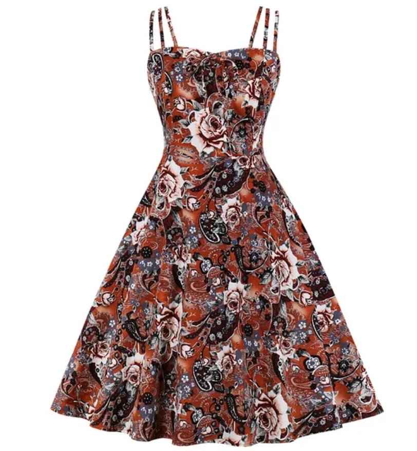 Vintage Plus Size Klänning Vit Kaffe