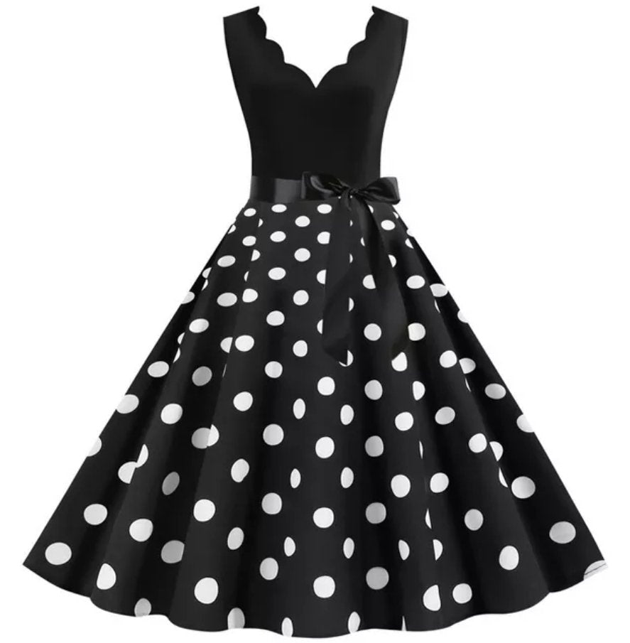 Vintage Klänning Plus Size Vit Svart