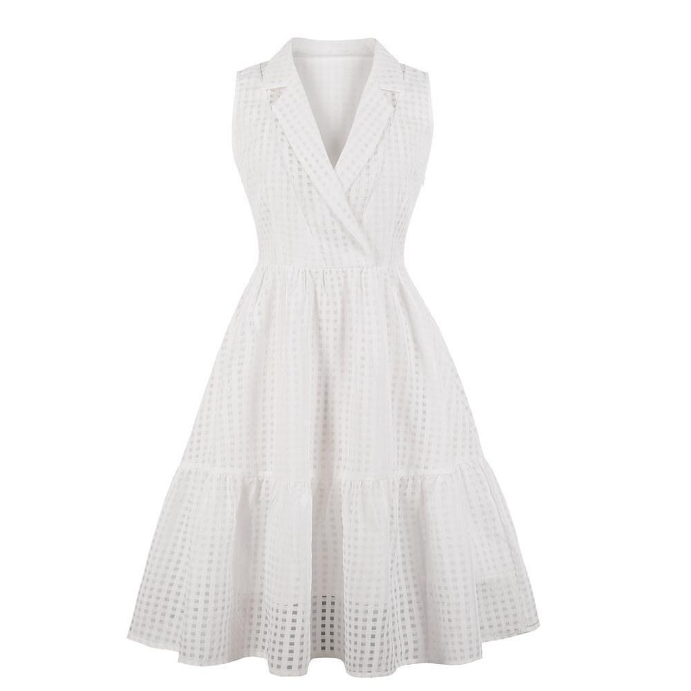 Vit Plus Size Vintage Klänning