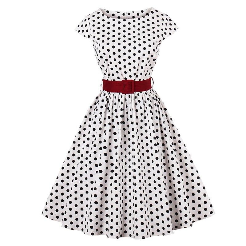 Vintage Plus Size Vit Bältesklänning