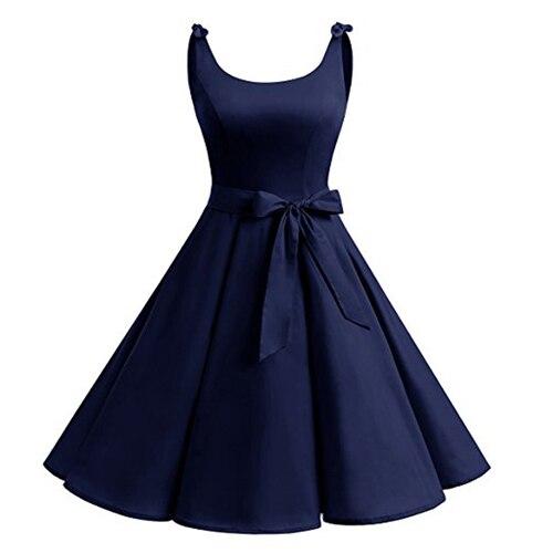 Plus Size Vintage Klänning Vanlig Blå