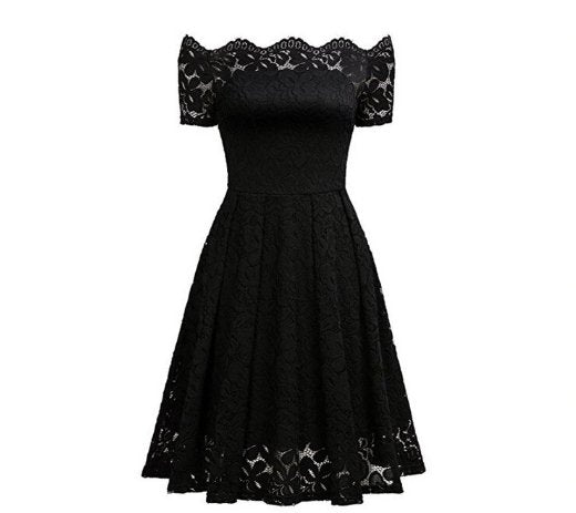 Vintage Klänning Plus Size Broderi Svart