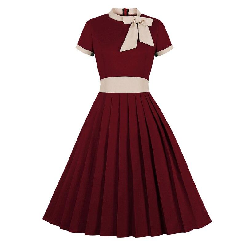 Chic Burgundy Plus Size Vintage Klänning