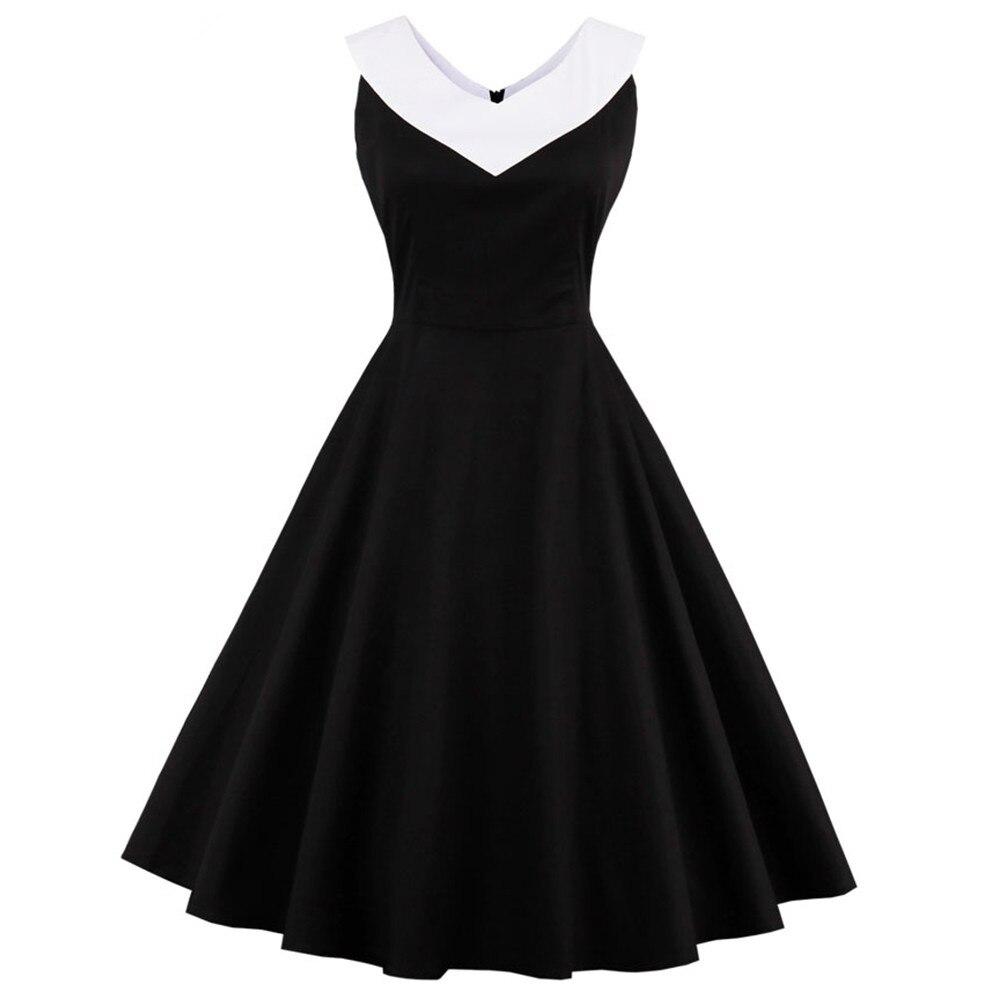 Plus Size Vintage Klänning Chic Krage Svart