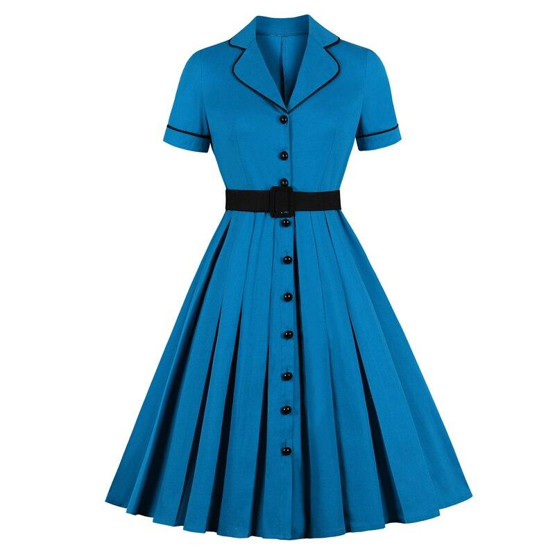 Plus Size Vintage Klänning Med Skårad Krage