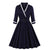 Vintage Plus Size Navy V-Ringad Klänning