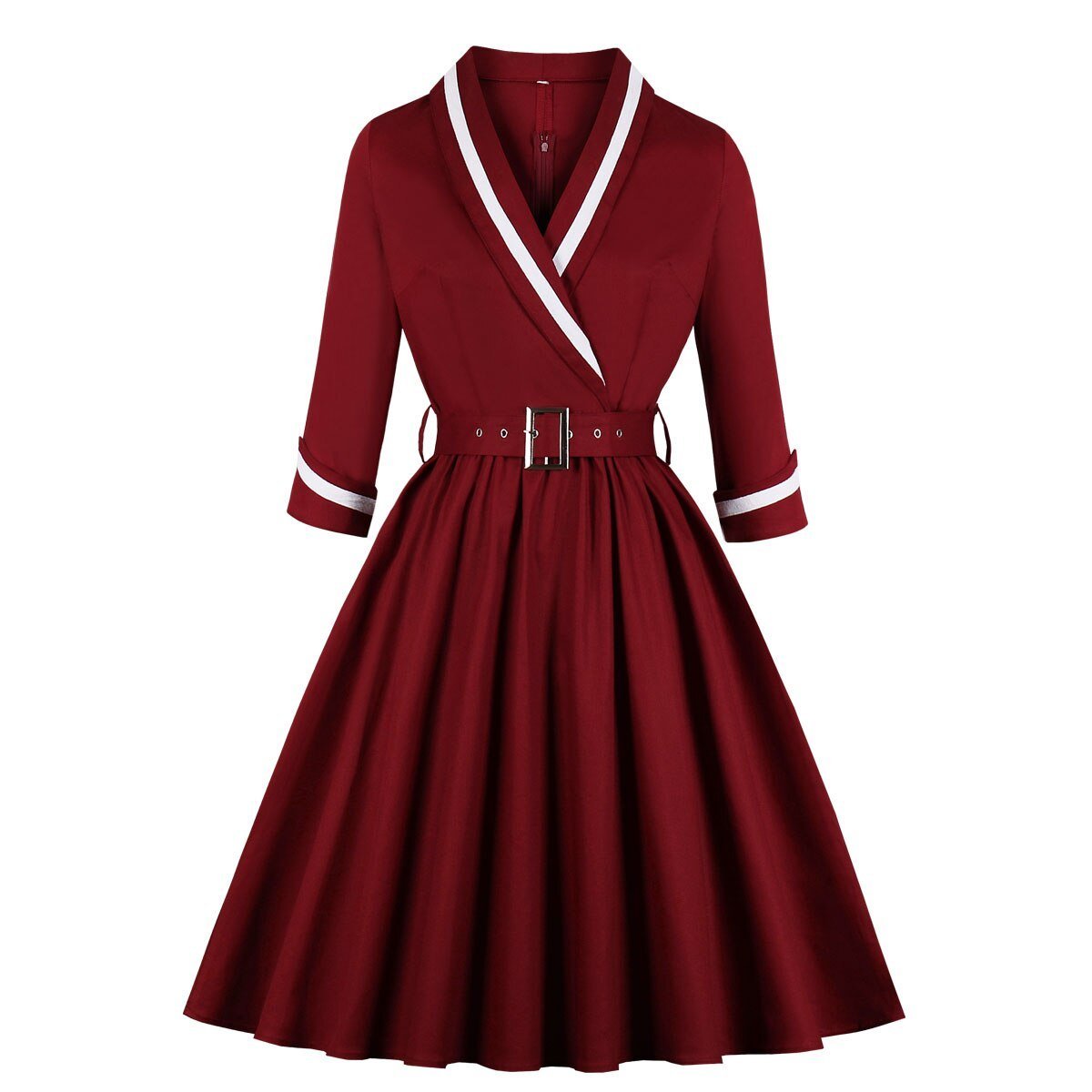 Vintage Plus Size Röd V-Ringad Klänning