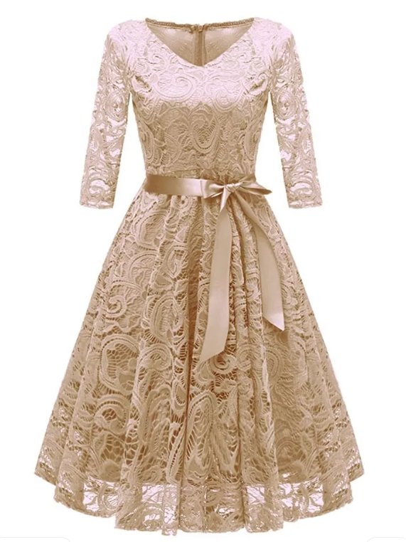 Vintage Plus Size Gul Spetsklänning