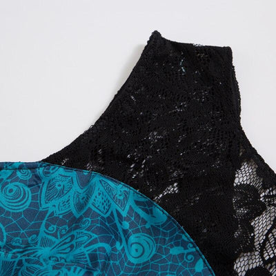 Vintage Plus Size Lace Rockabilly Klänning Blå