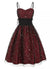 Vintage Plus Size High Waist Klänning Burgundy