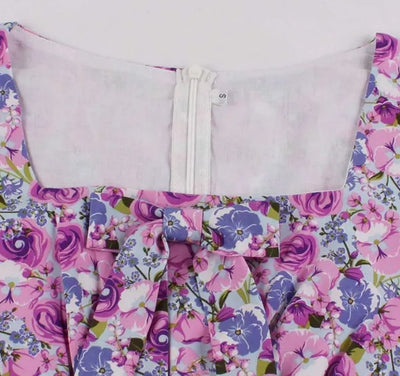 Vintage Plus Size High Waist Klänning Lila