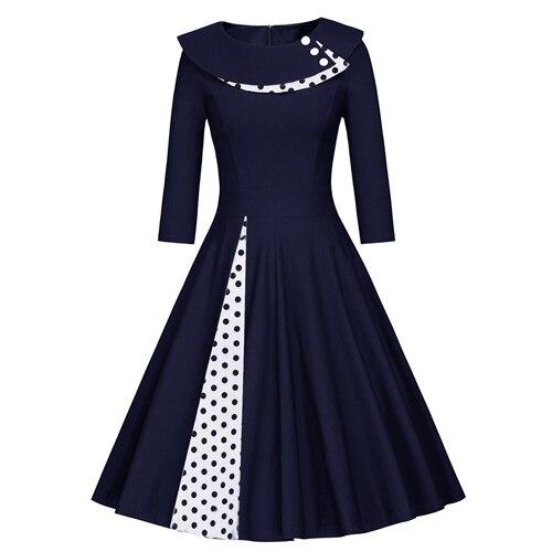 Vintage Plus Size Vinterblå Klänning