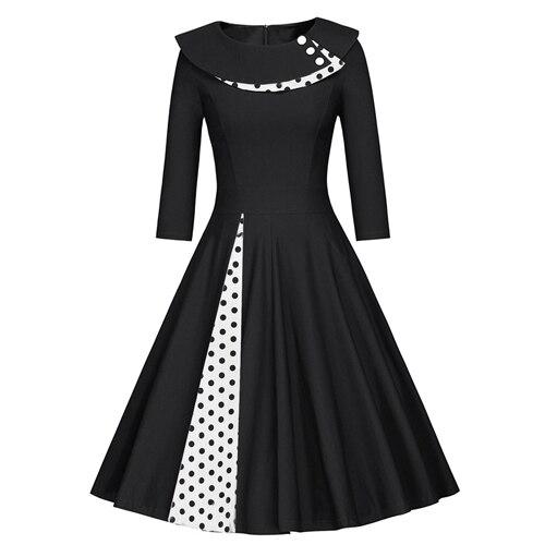 Vintage Plus Size Vintersvart Klänning