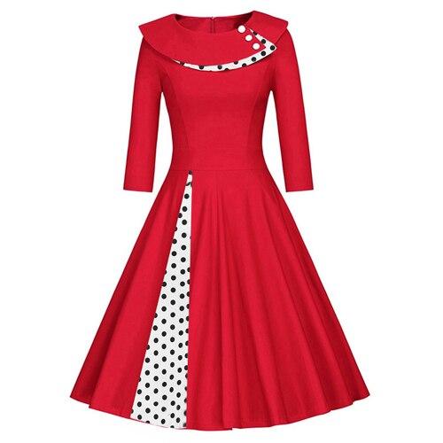Vintage Plus Size Vinterröd Klänning