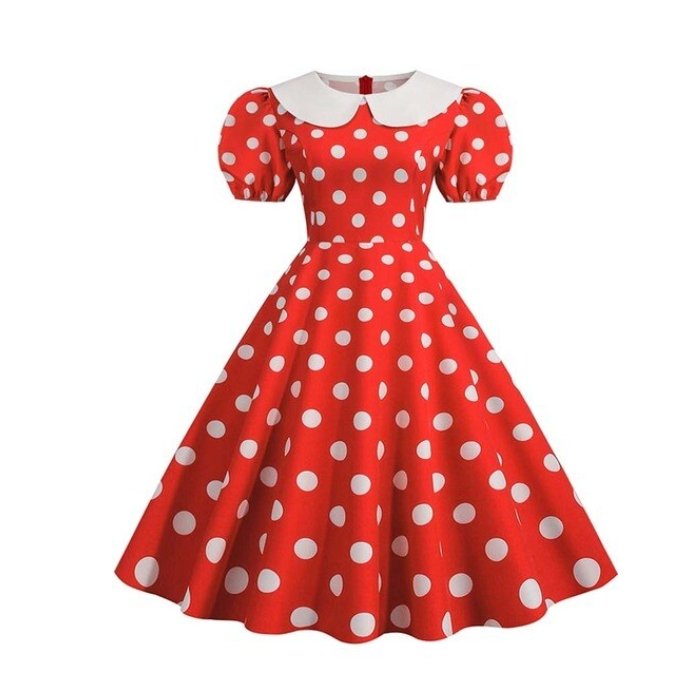 Plus Size Vintage Klänning Med Puffärmar